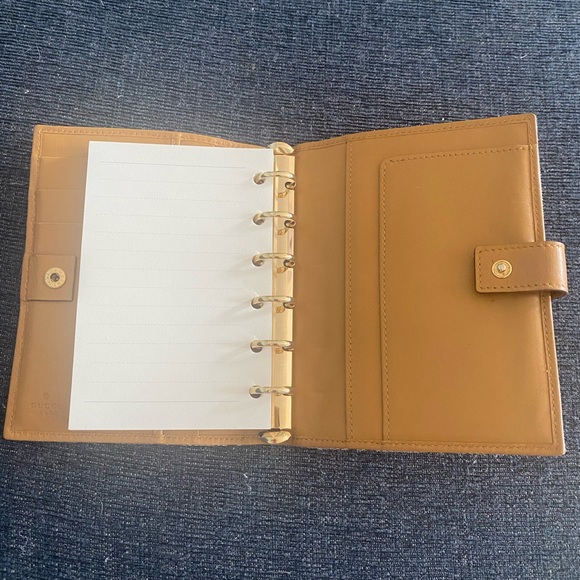 GUCCI PM Agenda Cover Sherry Line GG Logo Canvas Leather - Picture 5 of 15